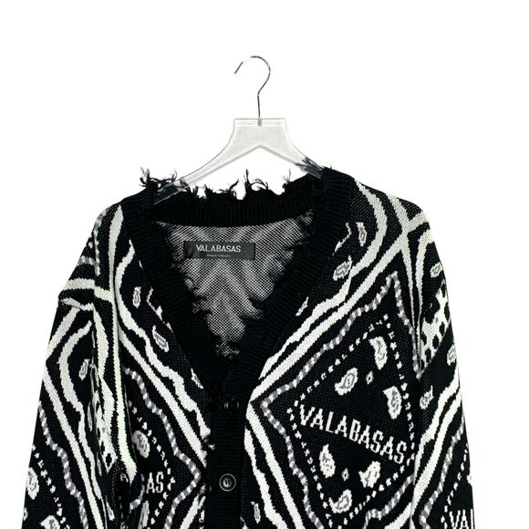 Valabasas S Mens The Pledge Sweater Cardigan Black Distressed Bandana Prt - Picture 5 of 9